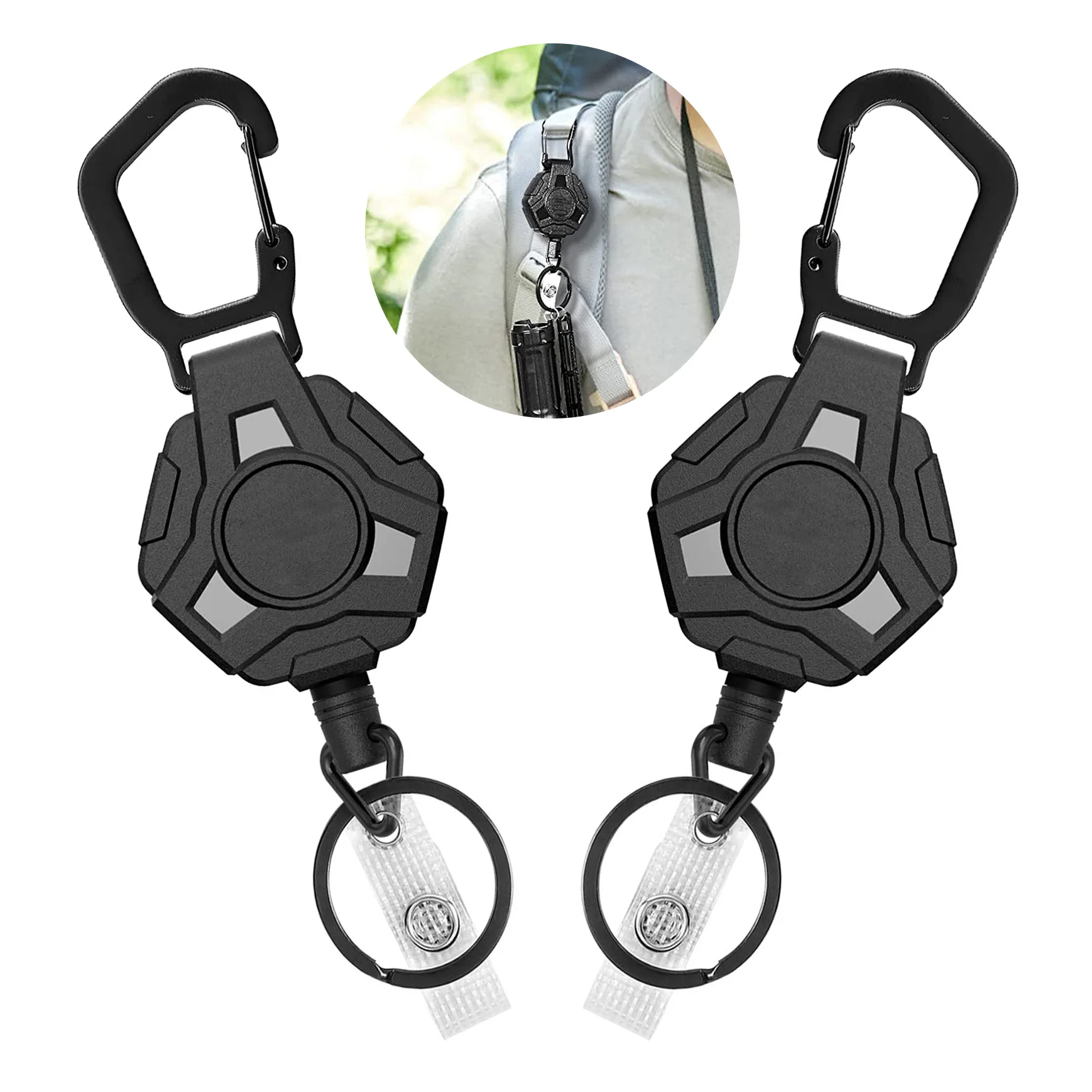 Conventional Reel - Porte-clés de pêche rétractable Anti-perte, porte-Badge,