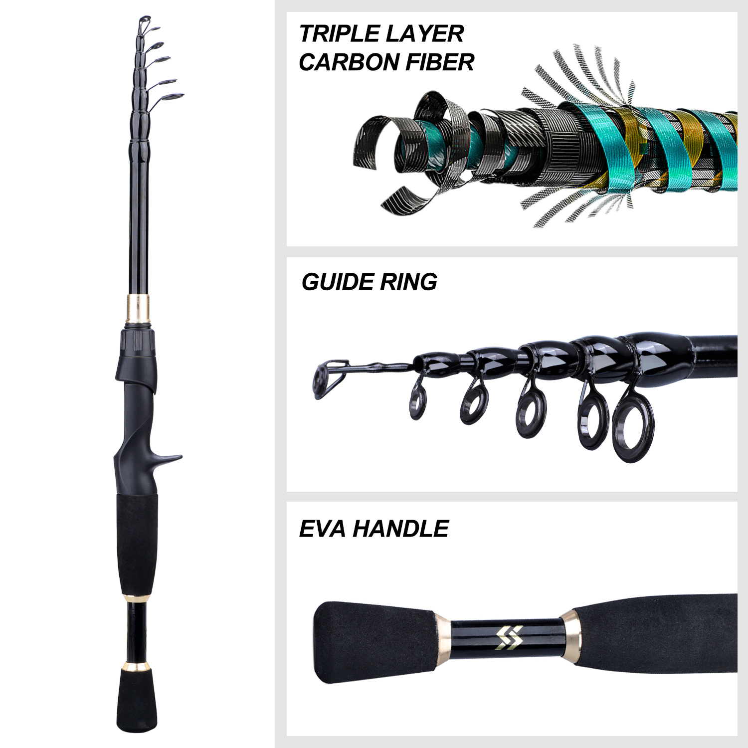 Sougayilang 1.8-2.4m coulée pê - Spincast Reel avis et prix